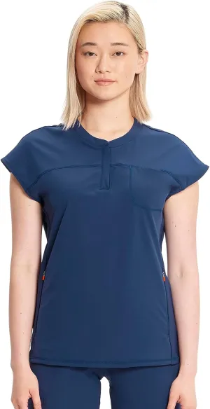 Infinity Cherokee Scrub Top for Women Contemporary Fit Round Neck 3 Pocket with Covered Placket with Partial Zip IN622A