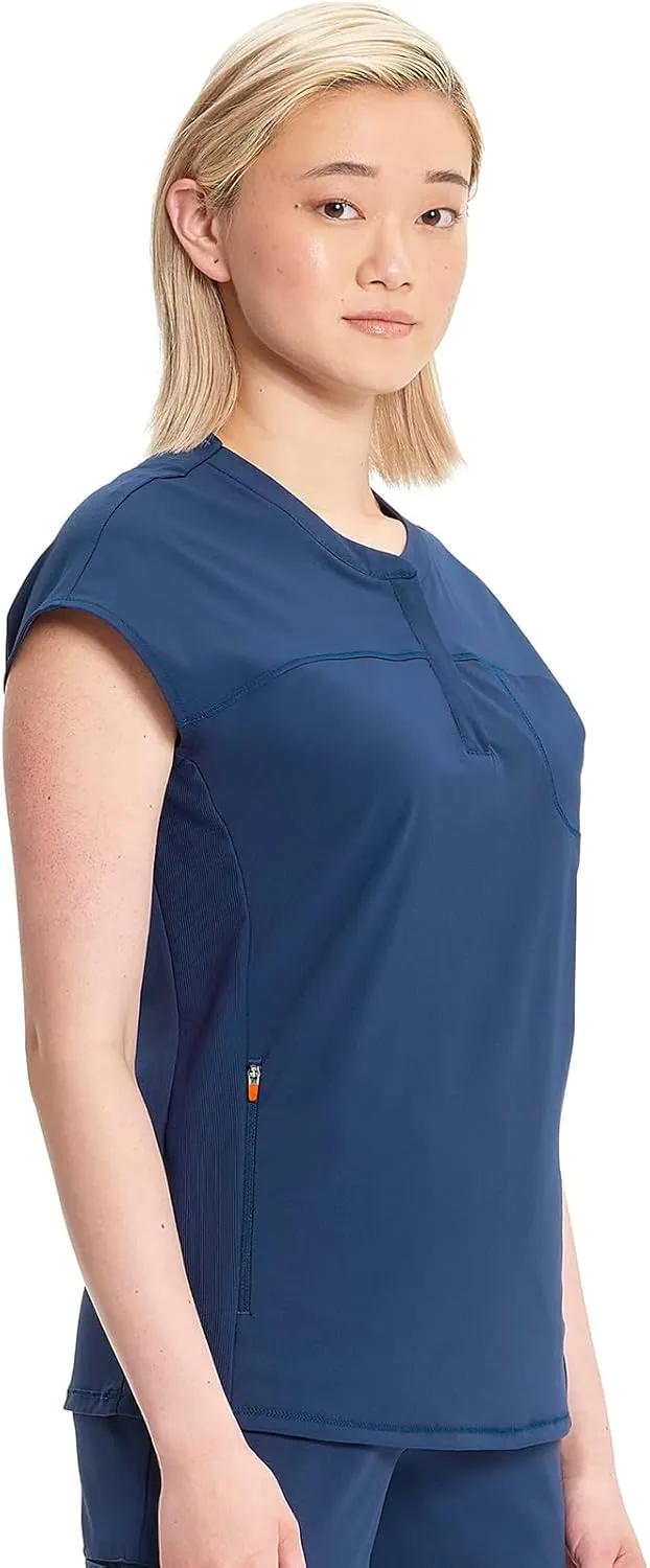 Infinity Cherokee Scrub Top for Women Contemporary Fit Round Neck 3 Pocket with Covered Placket with Partial Zip IN622A