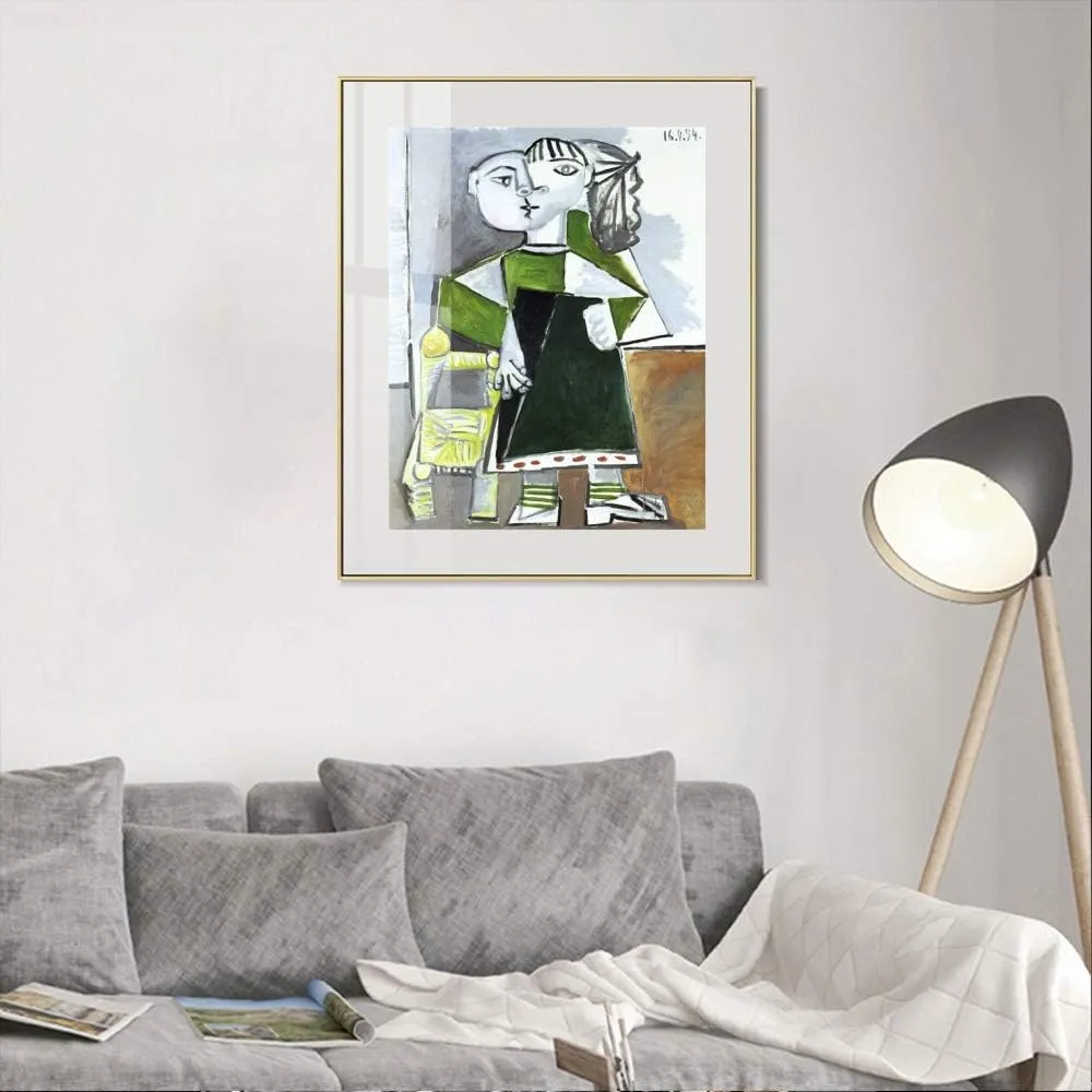 INVIN ART Framed Canvas Art 1954 Paloma debout by Pablo Picasso Wall Art Living Room Home Office Decorations(Aluminum Metal Champagne Frame with Mat & Glass,20"x24")