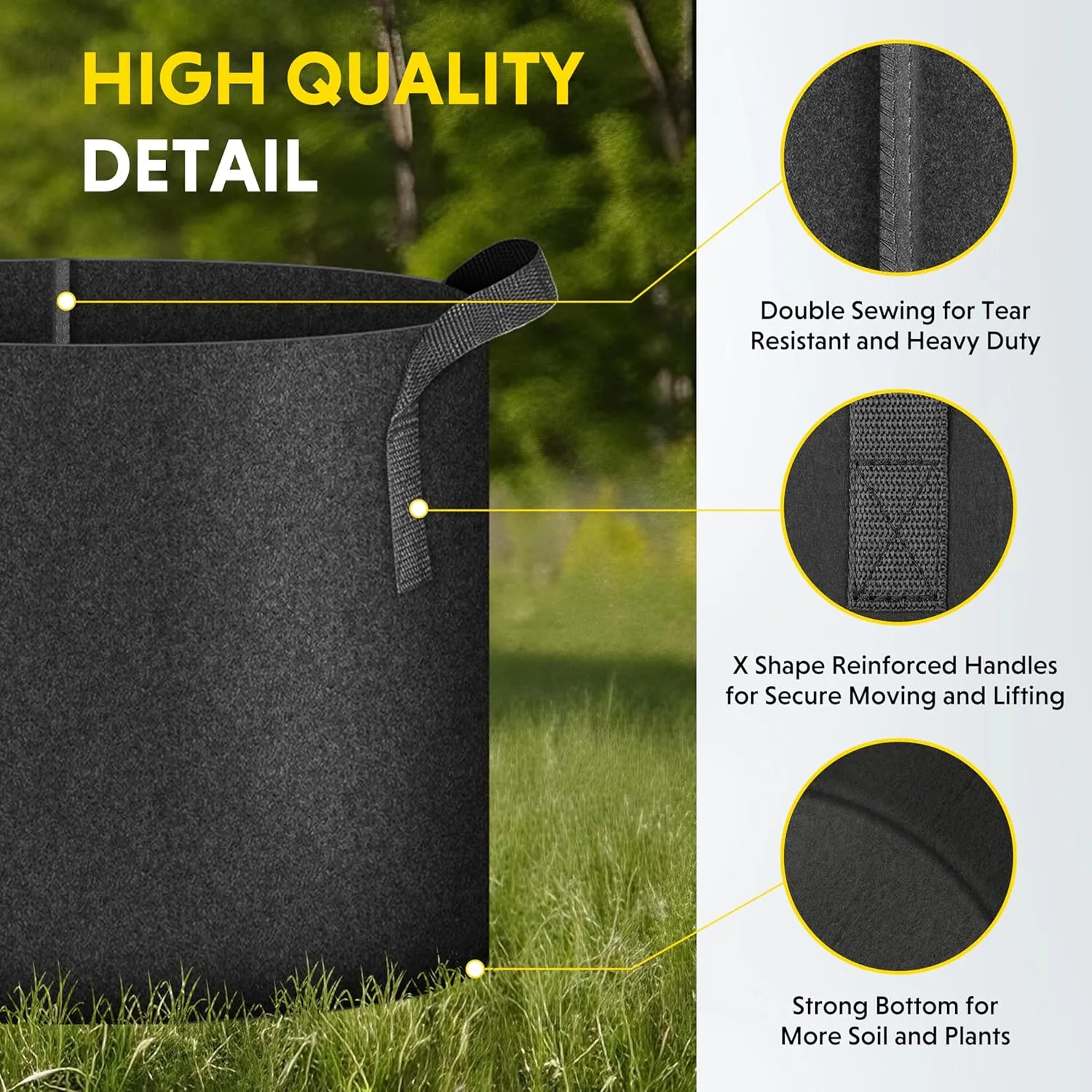 iPower 10-Pack 30 Gallon Plant Grow Bags Heavy Duty Thickened Nonwoven Fabric Growing Pot, Aeration Durable Container with Reinforced Strap Handles with 10 Labels, Black