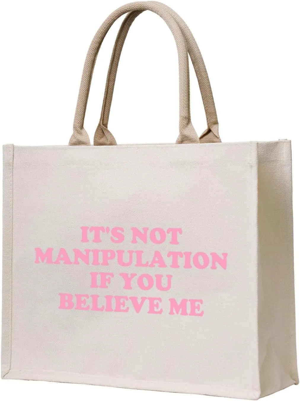 It's Not Manipulation Canvas Reusable Grocery Bags,15.7 x 13 x 5.1 Inches Canvas Tote Bag with Handles,Canvas Shopping Bags & Washable Eco-friendly Bags