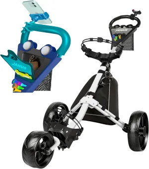 JANUS Golf cart, Foldable Golf Push cart, Golf Bag cart, Golf Pull cart with Phone Holder and Storage Bag. Golf Caddy had Large Wing or Small Wing, can be Suitable for Golf Bags of Different Sizes.