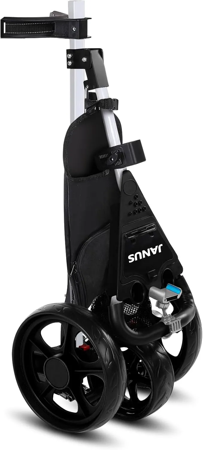 JANUS Golf cart, Foldable Golf Push cart, Golf Bag cart, Golf Pull cart with Phone Holder and Storage Bag. Golf Caddy had Large Wing or Small Wing, can be Suitable for Golf Bags of Different Sizes.