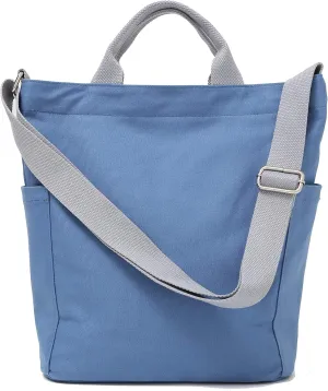 Jeelow Canvas Tote HandBag Crossbody Shoulder Bag With Zipper For Men & Women