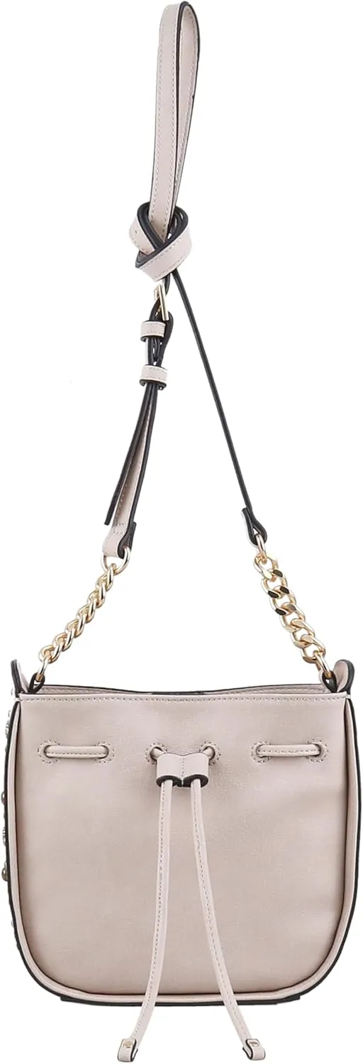 Jessica Simpson Calypso Drawstring Crossbody Bag, Stylish Purse with Adjustable Chain Strap