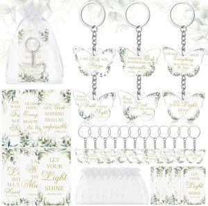 Jetec 60 Pcs Christian Gift Set - Religious Bible Verse Keychain, Bookmark, Bag for Father's Day Church Souvenir