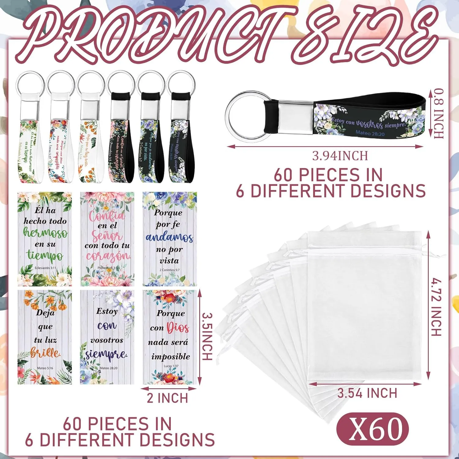 Jetec 60 Pcs Christian Gift Set - Religious Bible Verse Keychain, Bookmark, Bag for Father's Day Church Souvenir