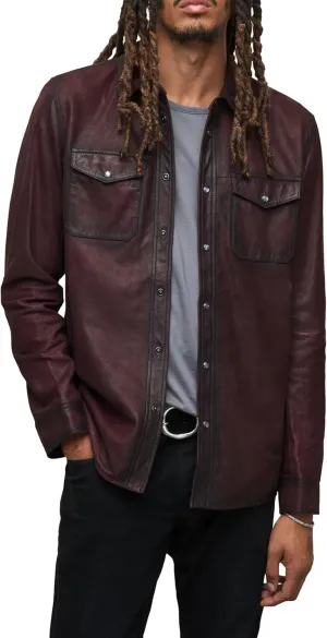 John Varvatos Men's Lionell Leather Shirt Jacket