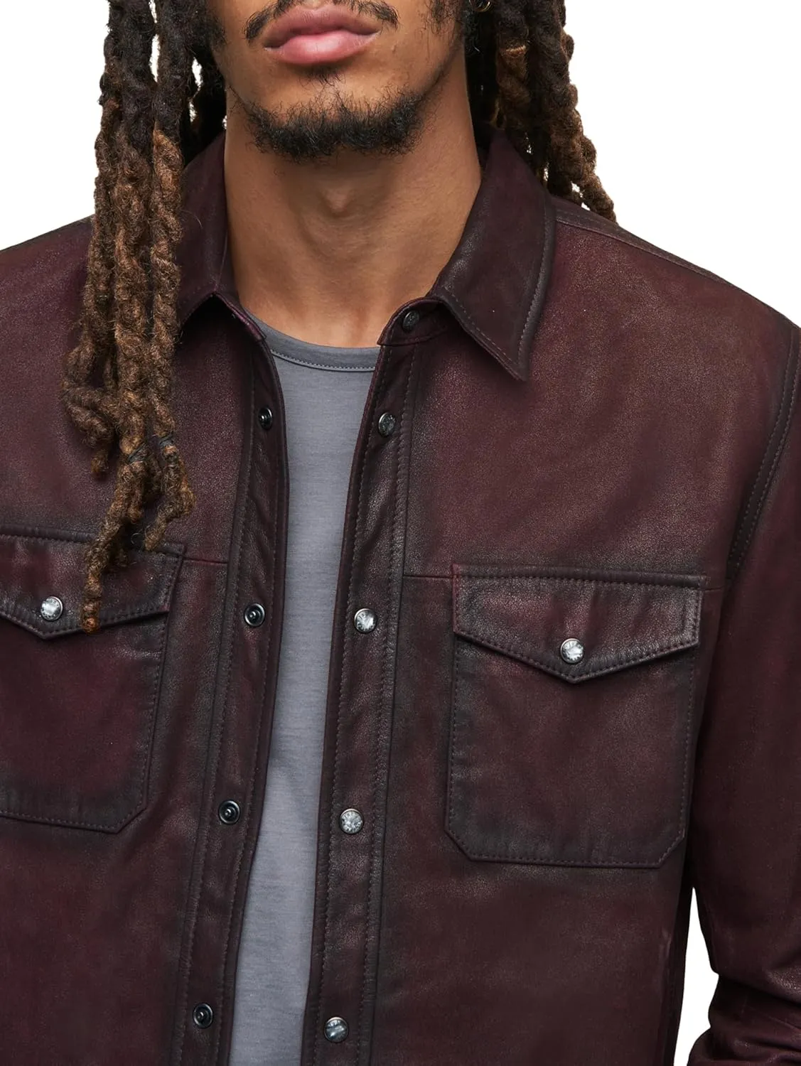 John Varvatos Men's Lionell Leather Shirt Jacket