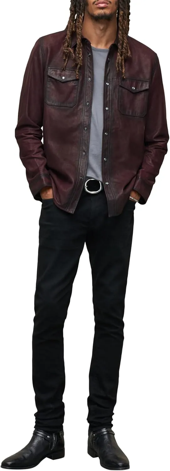 John Varvatos Men's Lionell Leather Shirt Jacket