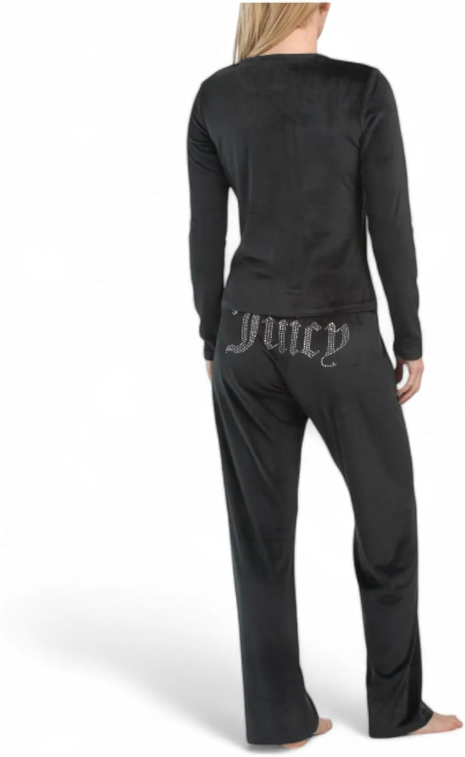 Juicy Couture Women’s Velvet Fleece Pajama Set with Long Sleeve Top and Pants