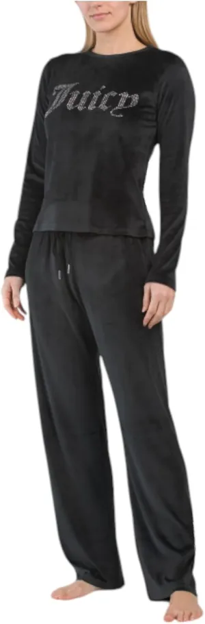 Juicy Couture Women’s Velvet Fleece Pajama Set with Long Sleeve Top and Pants