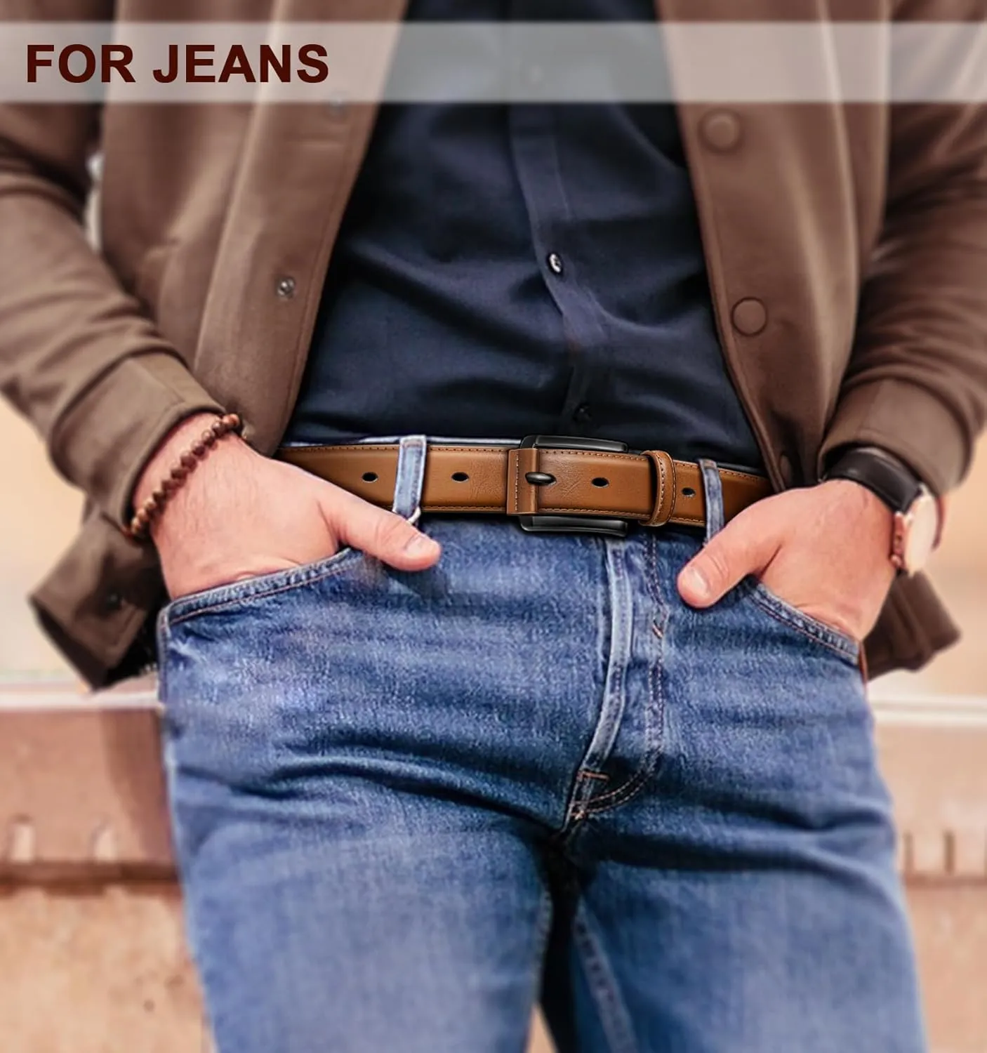 KEMISANT Men Belt 2Pack – Genuine Leather Belt for Men Dress Casual Golf Jeans 1 3/8"