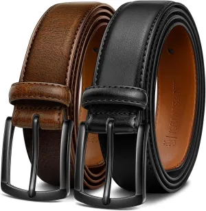 KEMISANT Men Belt 2Pack – Genuine Leather Belt for Men Dress Casual Golf Jeans 1 3/8"