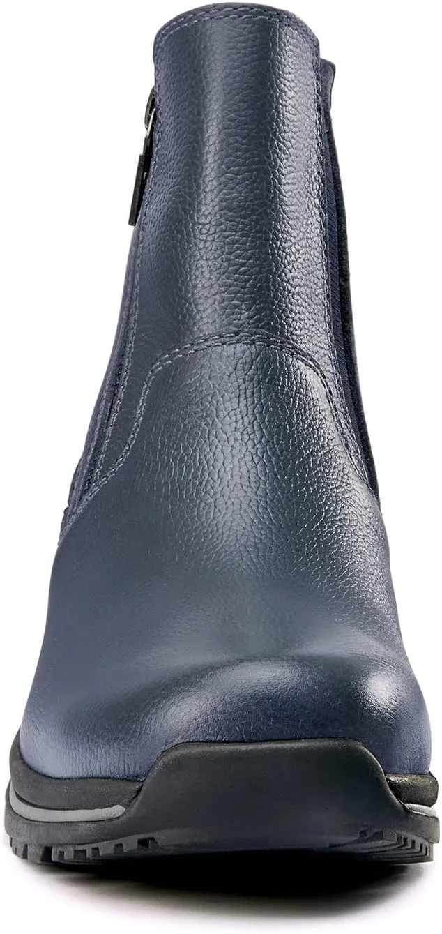 Kerrits Woodstock Waterproof Barn Boot – Durable Leather Women's Barn Work Boots, Wide Footbed, Front Zip, 1" Heel