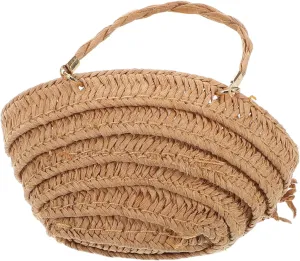 Kisangel Ob11 Miniature Woven Bucket Bag Dollhouse Mini Straw Shoulder Bag Compact Mini Shopping Basket Woven