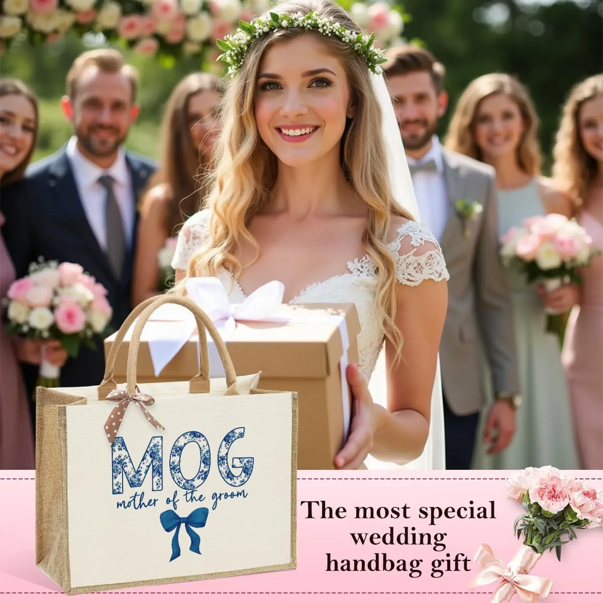 KongMoTree Bride Bag, Bride Gifts, Bridal Shower Gifts, Canvas Tote Bag, Wedding Honeymoon Gift Reusable Shoulder Bags