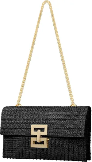 Kseymeir Straws Clutch Purses Raffia Beach Bag Woven Summer Purses Straw Crossbody Bag