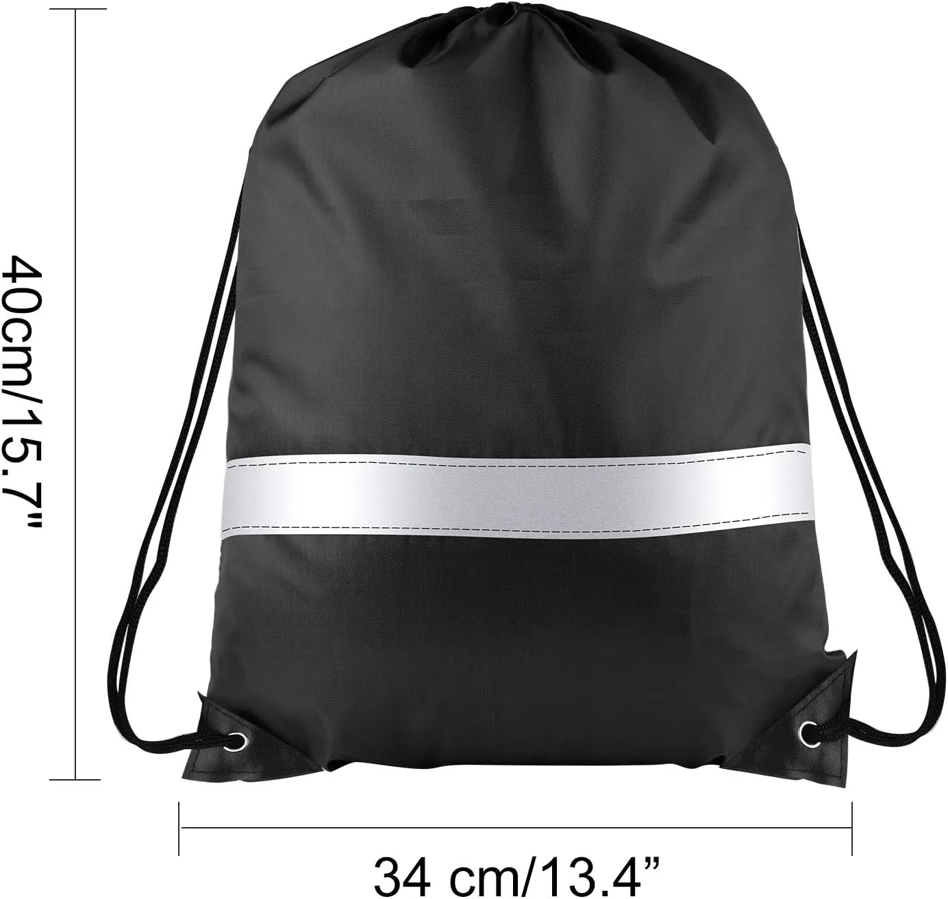 KUUQA 12 Pcs Drawstring Backpack Bag Bulk Reflective Backpack Black String Bags Cinch Sack Backpack for Team Yoga Sport Gym Traveling