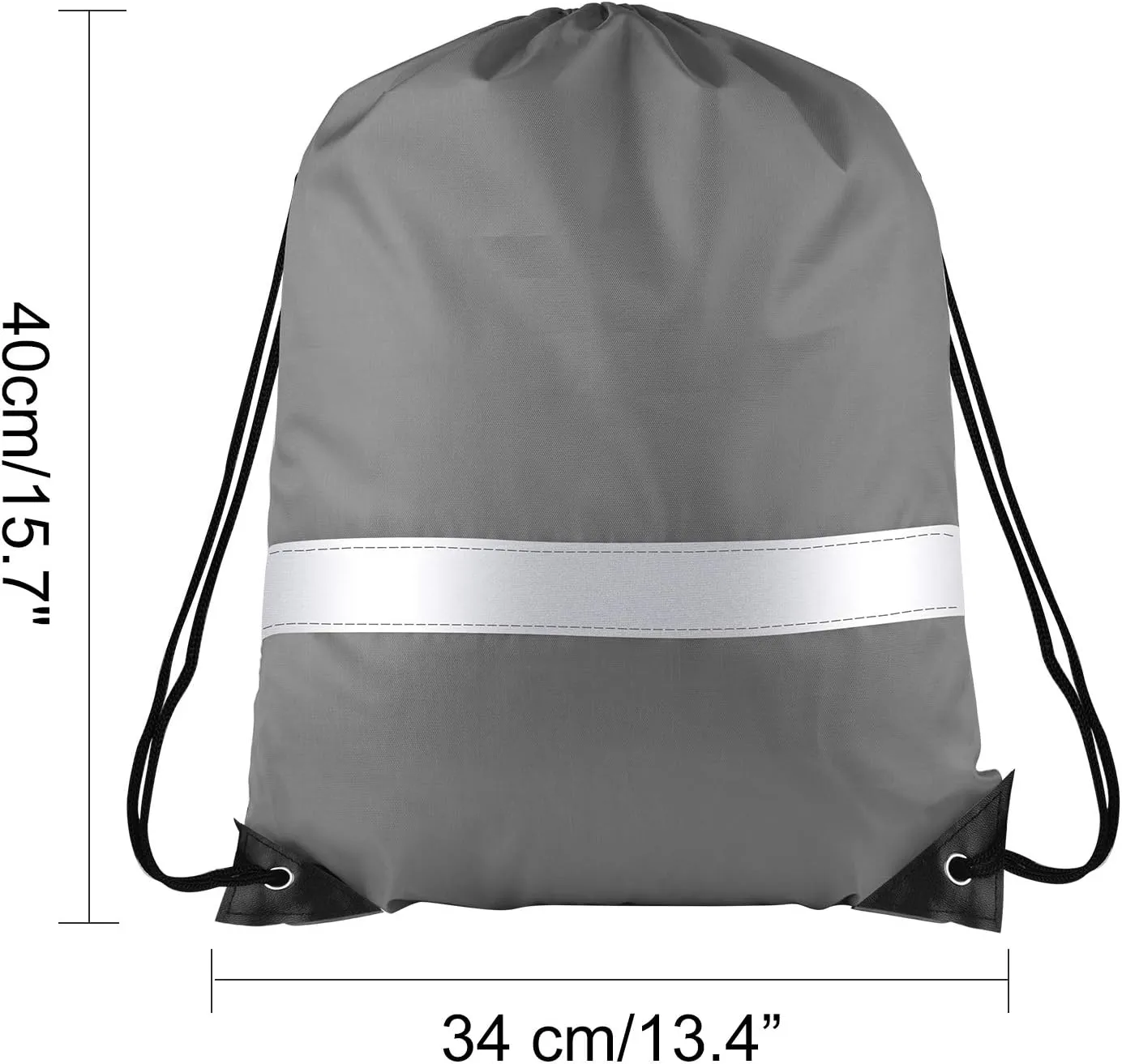 KUUQA 12 Pcs Drawstring Backpack Bag Bulk Reflective Backpack Gray String Bags Cinch Sack Backpack for Team Yoga Sport Gym Traveling