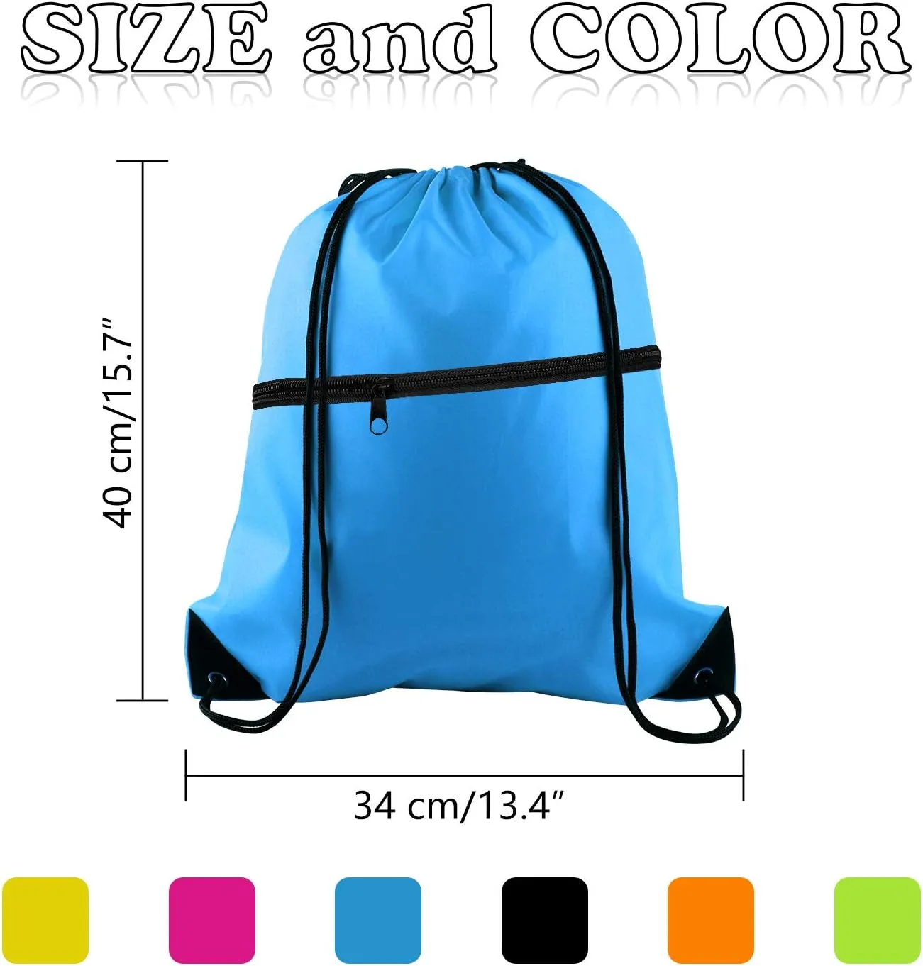 KUUQA 12Pcs Drawstring Bag Sports Gym String Backpack Bulk Cinch Bag Sackpack with Zipper for School Yoga Sport Gym Traveling