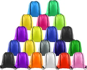 KUUQA 20 Pcs Drawstring Backpack Sport Bags String Bag Sack Cinch Gym Backpack Bulk for School Gym Sport or Traveling，Colorful