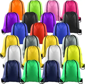 KUUQA 25Pcs Drawstring Backpack Bags Bulk Drawstring Bag Foldable Gym Bag Sport Cinch Sack String Backpack Storage Bags for Women Men Shopping Gym Travel Sports (15 Colors)