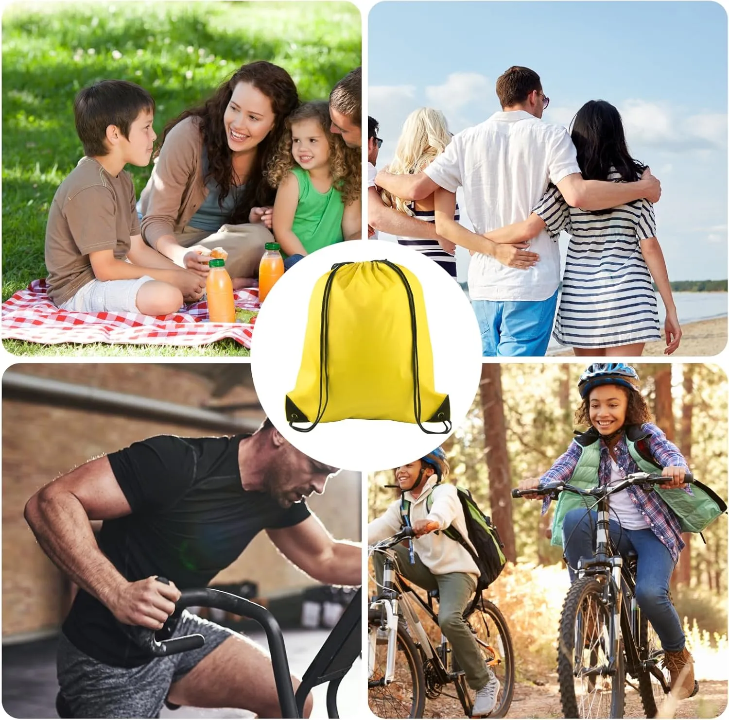 KUUQA 40Pcs Drawstring Backpack Bags Bulk Yellow Drawstring Bag Foldable Gym Bag Sport Cinch Sack String Backpack Storage Bags for Women Men Shopping Gym Travel Sports