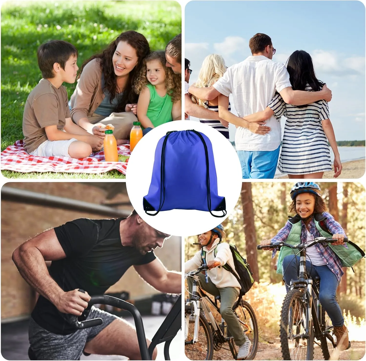 KUUQA 50Pcs Blue Drawstring Backpack Bag Sack Drawstring Bags Bulk String Bags Storage Bags for Sport Gym Traveling