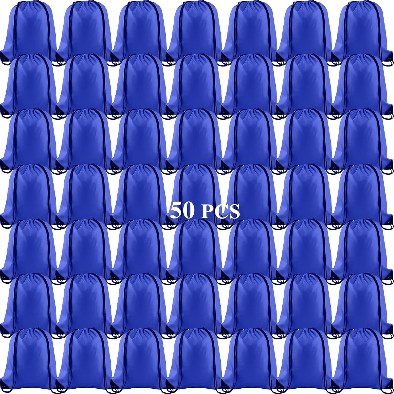 KUUQA 50Pcs Blue Drawstring Backpack Bag Sack Drawstring Bags Bulk String Bags Storage Bags for Sport Gym Traveling