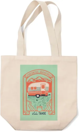 Lake Tahoe, Lake Life Series, Spontaneous Adventurer (100% Cotton Canvas Reusable Tote Bag)