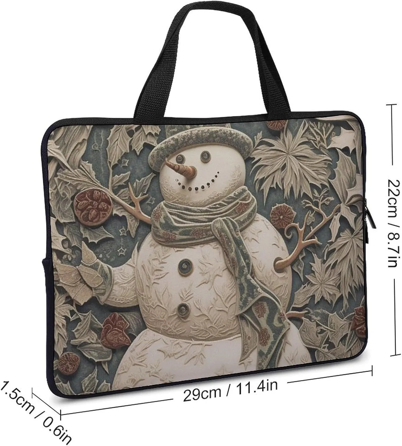 Laptop Bag Premium Laptop Case Briefcase Carved Snowman Pattern Computer Tote Bag Portable Messenger Bag for Men