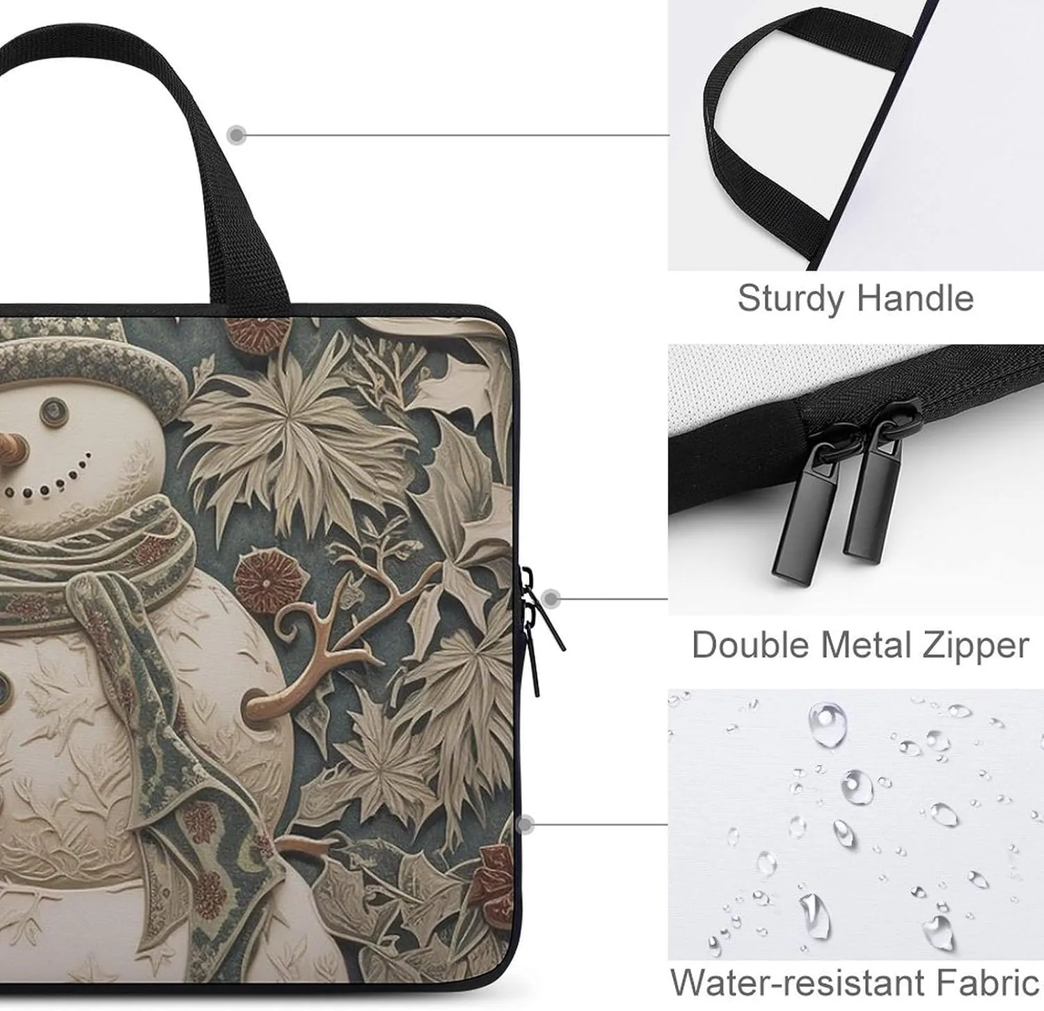 Laptop Bag Premium Laptop Case Briefcase Carved Snowman Pattern Computer Tote Bag Portable Messenger Bag for Men