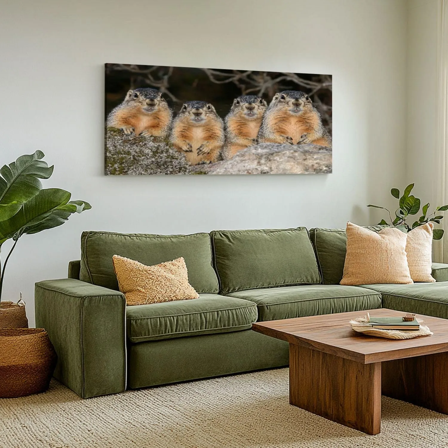 Large Canvas Wall Art Alpine Marmot marmota marmota Adults standing Rocks Alps South East Canvas Art Prints Pictures Wall Decor Living Room Wall Paintings for Bedroom Bathroom 30'' x 60''