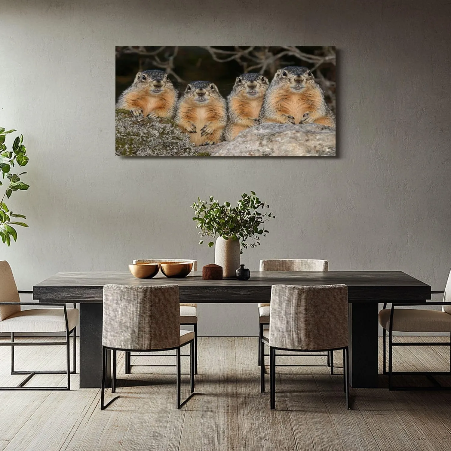 Large Canvas Wall Art Alpine Marmot marmota marmota Adults standing Rocks Alps South East Canvas Art Prints Pictures Wall Decor Living Room Wall Paintings for Bedroom Bathroom 30'' x 60''