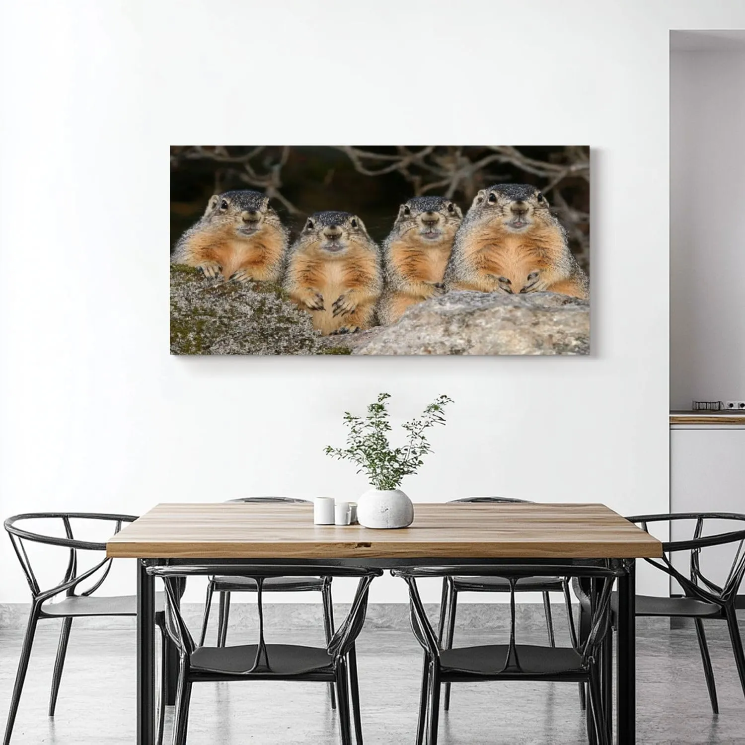 Large Canvas Wall Art Alpine Marmot marmota marmota Adults standing Rocks Alps South East Canvas Art Prints Pictures Wall Decor Living Room Wall Paintings for Bedroom Bathroom 30'' x 60''
