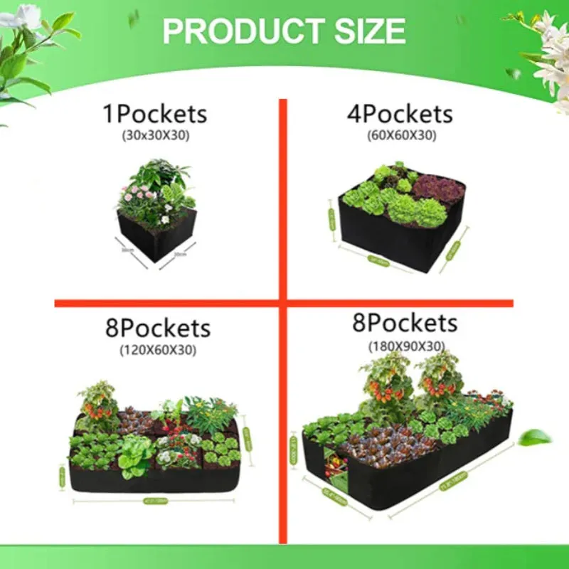 Large Garden Planting Bag Felt Multi-grid Planting Bag Vegetable Planting Pot Plant Flower Planting Pot Plant Nutrition Bag
