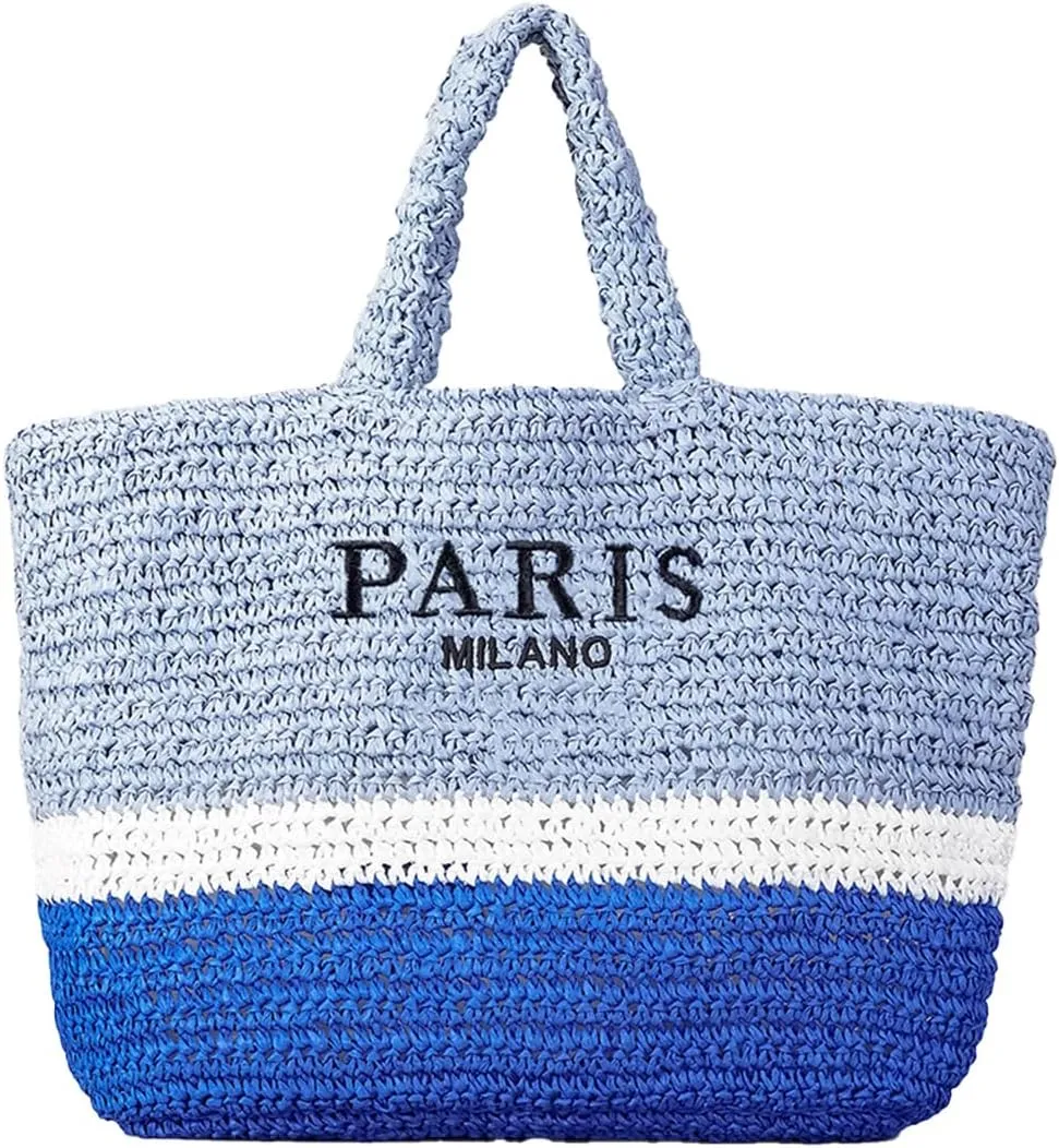 Large Straw Beach Bag for Women Summer Woven Shoulder Tote Bag Straw Purses and Handbags for Vacation
