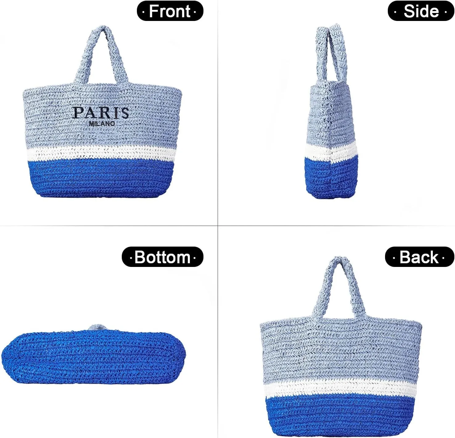 Large Straw Beach Bag for Women Summer Woven Shoulder Tote Bag Straw Purses and Handbags for Vacation