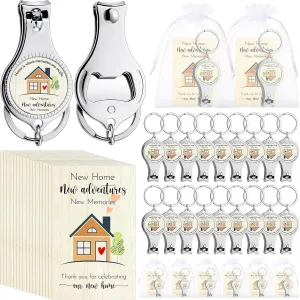 Lasnten 30 Sets Housewarming Party Favors Decorations for Guests Home Nail Clippers Keychain Bottle Opener with Thank You Cards Organza Bags House Warming Return Gifts New Home Guests Souvenirs Party
