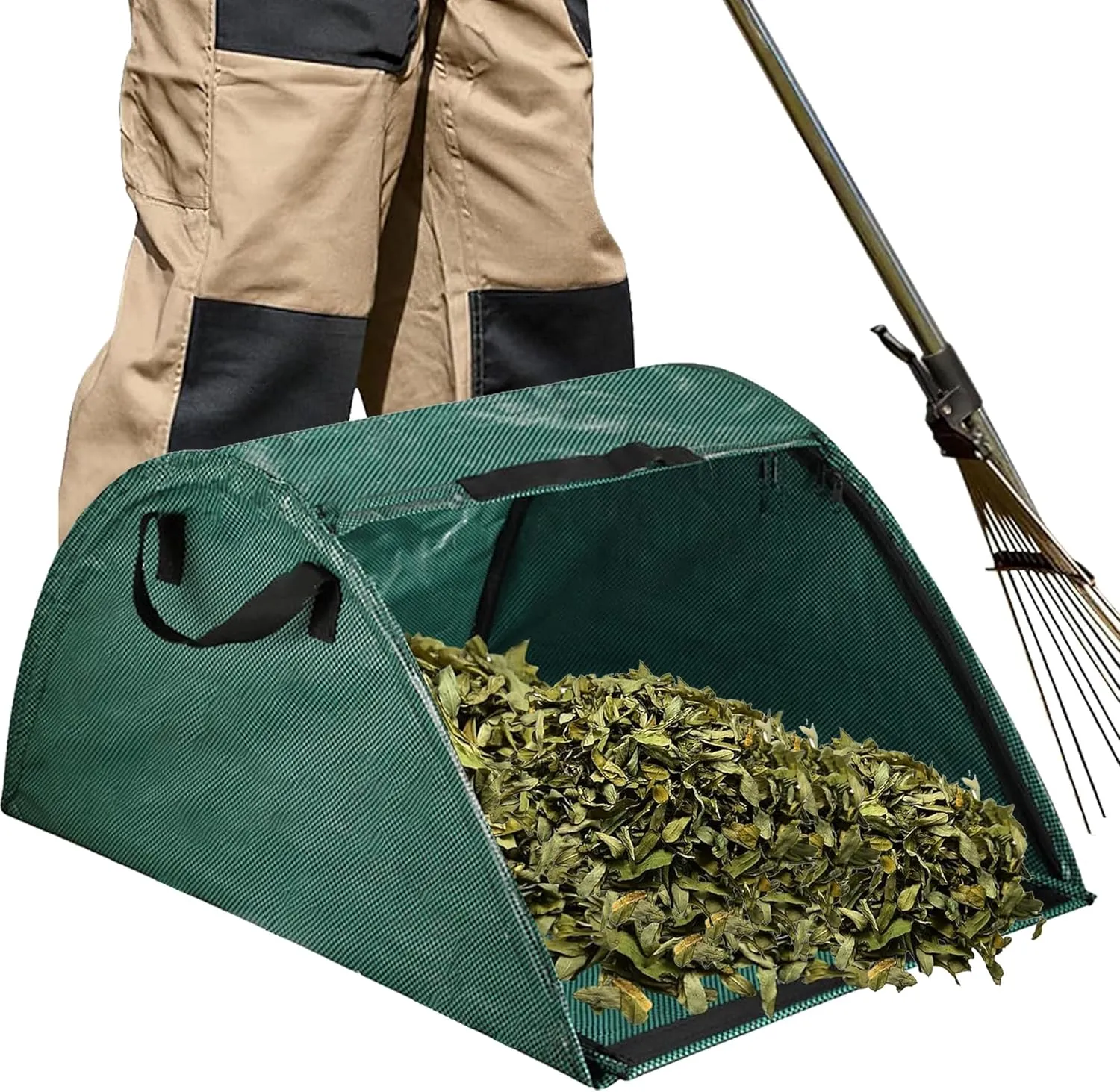 Leaf scoop leaf collector,Extra large lawn bags leaf bags,Foldable yard waste bag/leaf bin,Heavy leaf pick up tools leaf loader,Reusable yard garden bags for leaves lawn trash (100L)