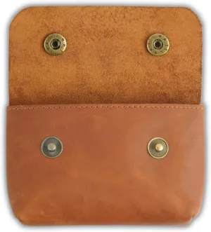 Leather Double Coin Pouch, Premium Cash & Card Holder, Compact Cable Organizer, Travel Makeup Bag, Handmade Artisan Craft, Brown Vintage Leather Accessories, Multipurpose Wallet & Organizer