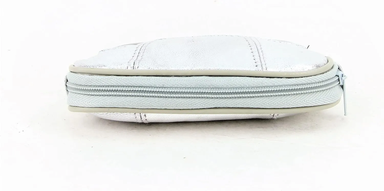 Leather Impressions Double Coin Purse for Women - Genuine Leather Coin Purse with Twist Clasp, 1 zipper pocket, 1 pack lightweight - Timeless clean stitched Small Coin Purse (Silver)…