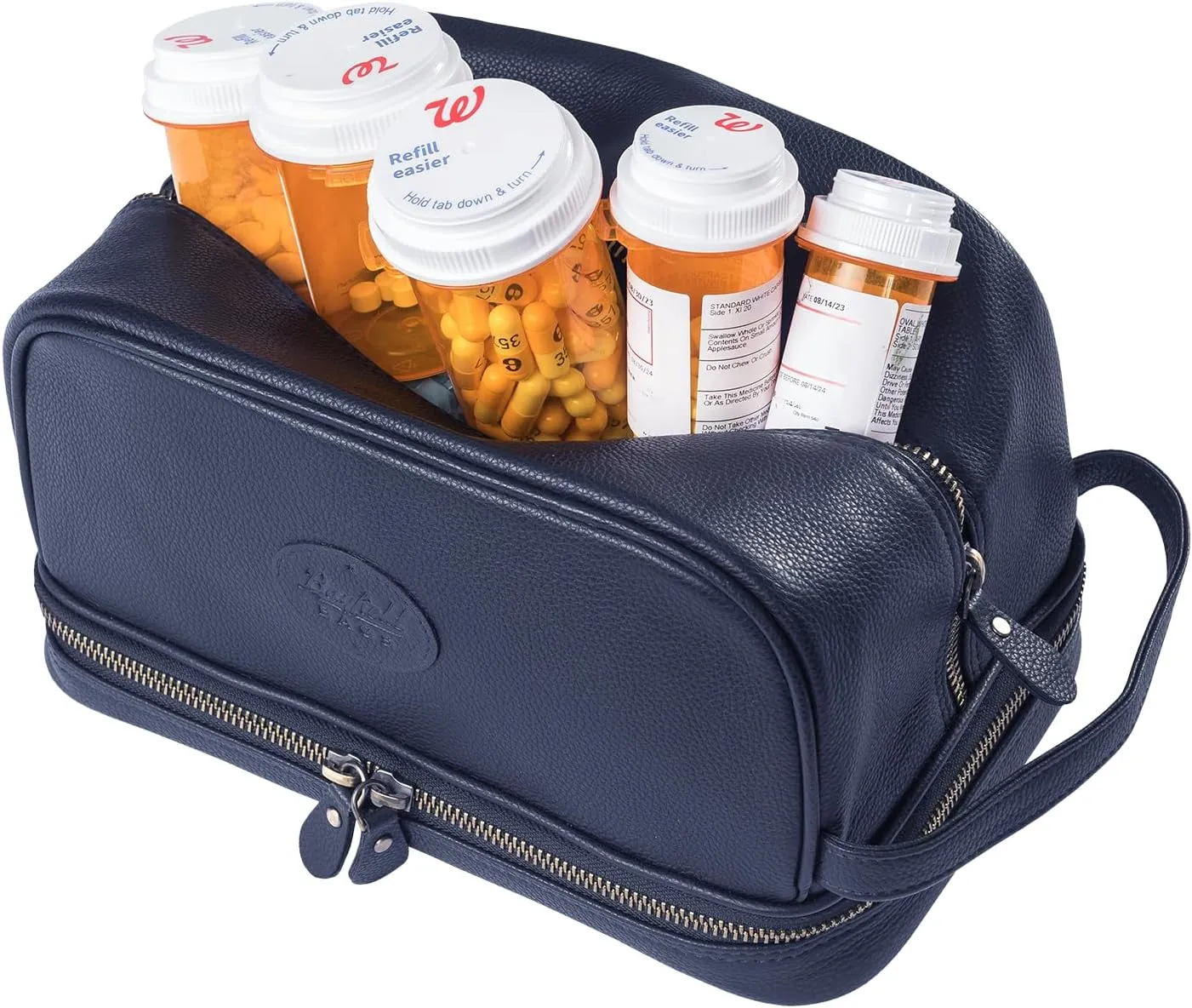 Leather Toiletry Bag for Men (Large) - Genuine Leather Men's Toiletry Bag (Blue) Men Hygiene Travel Bag