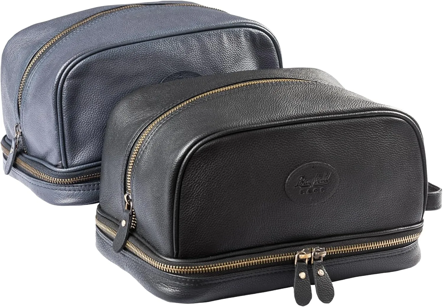 Leather Toiletry Bag for Men (Large) - Genuine Leather Men's Toiletry Bag (Blue) Men Hygiene Travel Bag