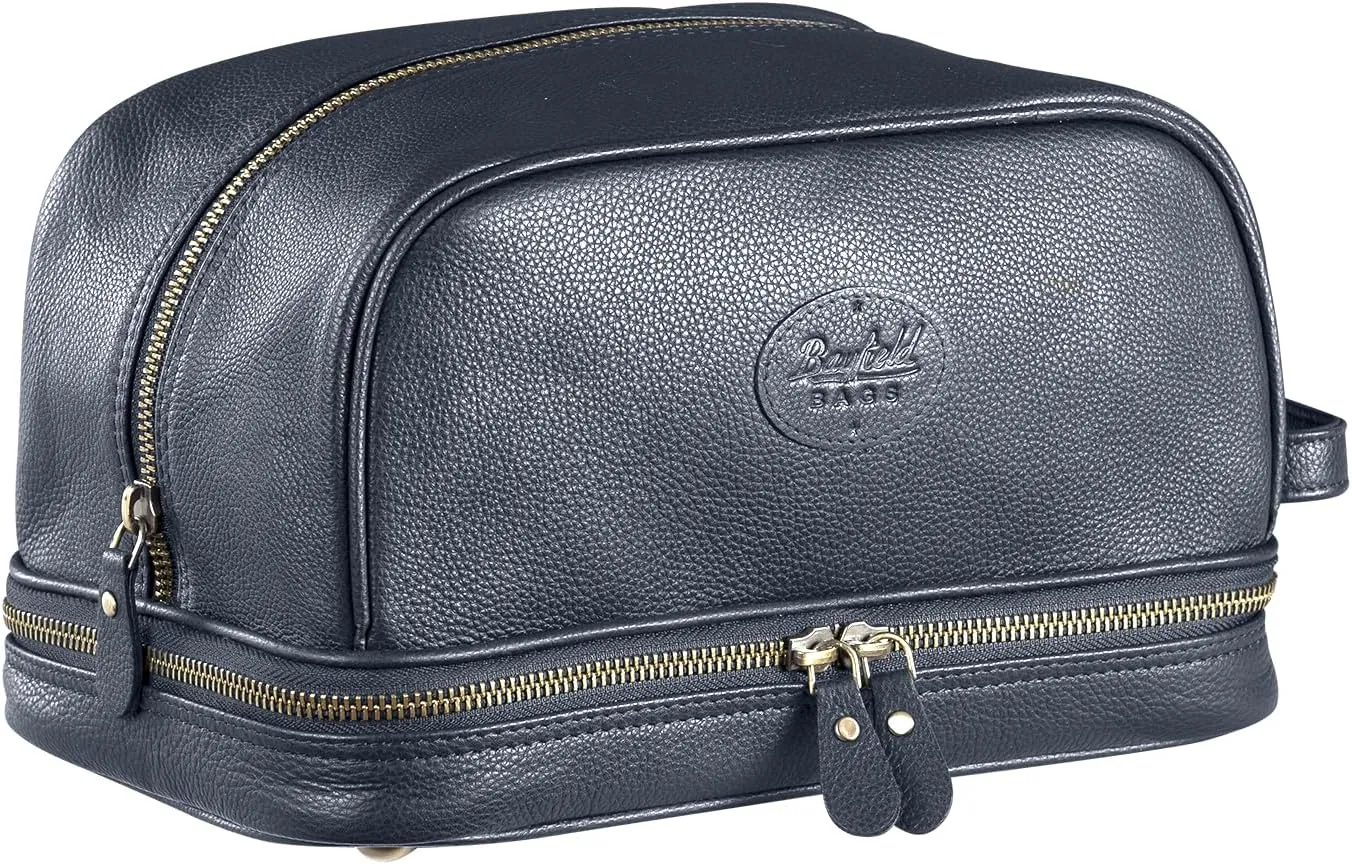 Leather Toiletry Bag for Men (Large) - Genuine Leather Men's Toiletry Bag (Blue) Men Hygiene Travel Bag