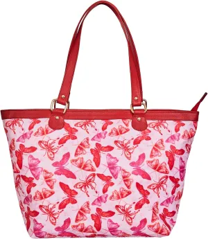 Leather Trim Printed Tote Bag for Women