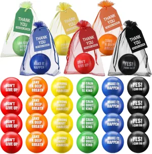 Lenwen 72 Pcs Employee Appreciation Gifts Including 2.5'' Motivational Stress Balls for Adults Relief Thank You for Being Awesome Tags and Organza Bags