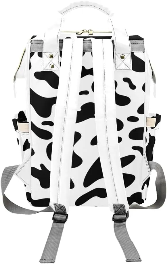 Leopard Print White Personalized Diaper Bag,Custom Name Large Capacity Diaper Backpack Travel Casual Daypack Nappy Bag Gifts