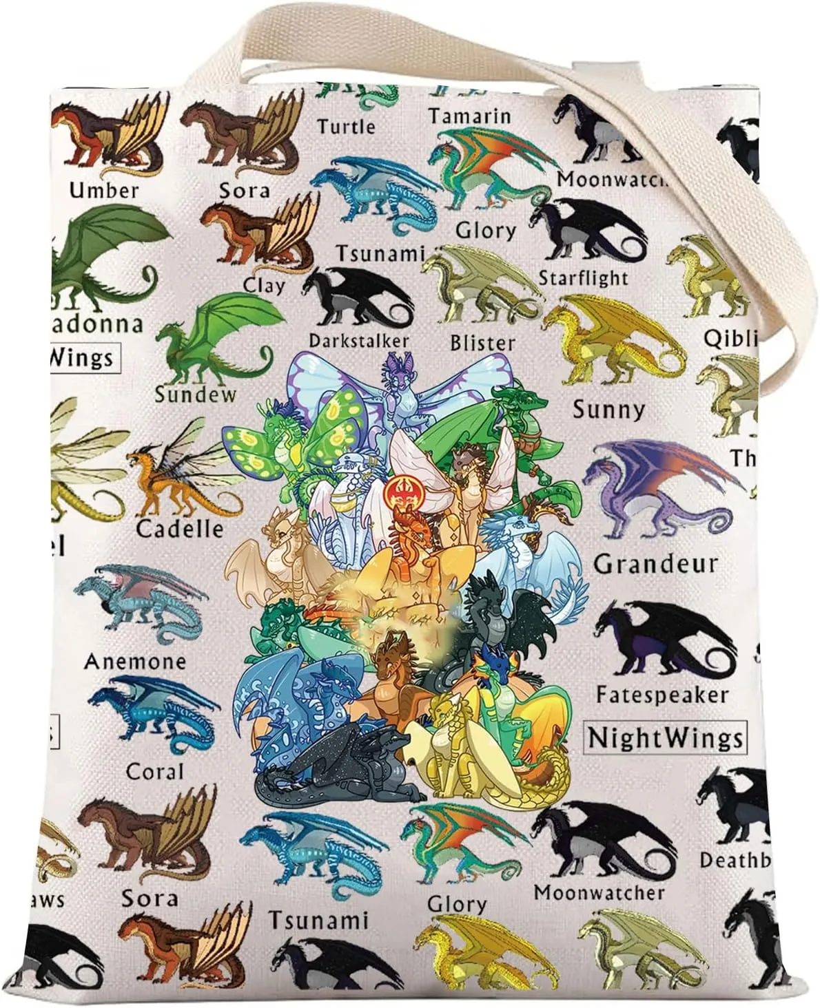LEVLO Wings Dragon Tote Bag Dragon Novel Gift Wings Tribes Shoulder Bag Wing Dragons Bookish Merchandise